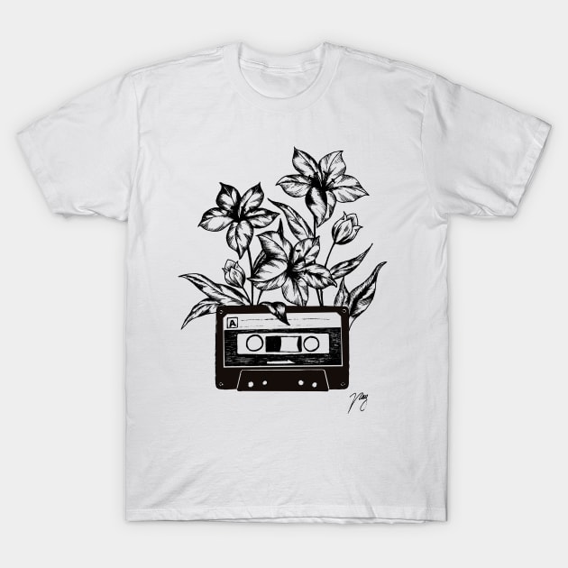 Floral Cassette T-Shirt by Akbaly